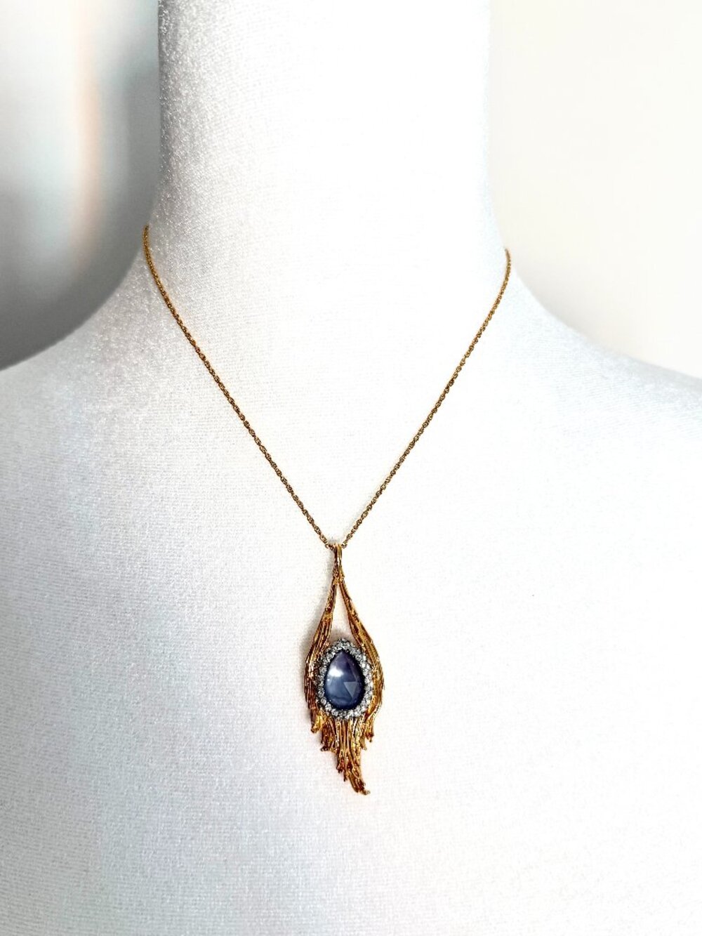 Alexis Bittar Purple Teardrop Crystal Feather Pendant Necklace
